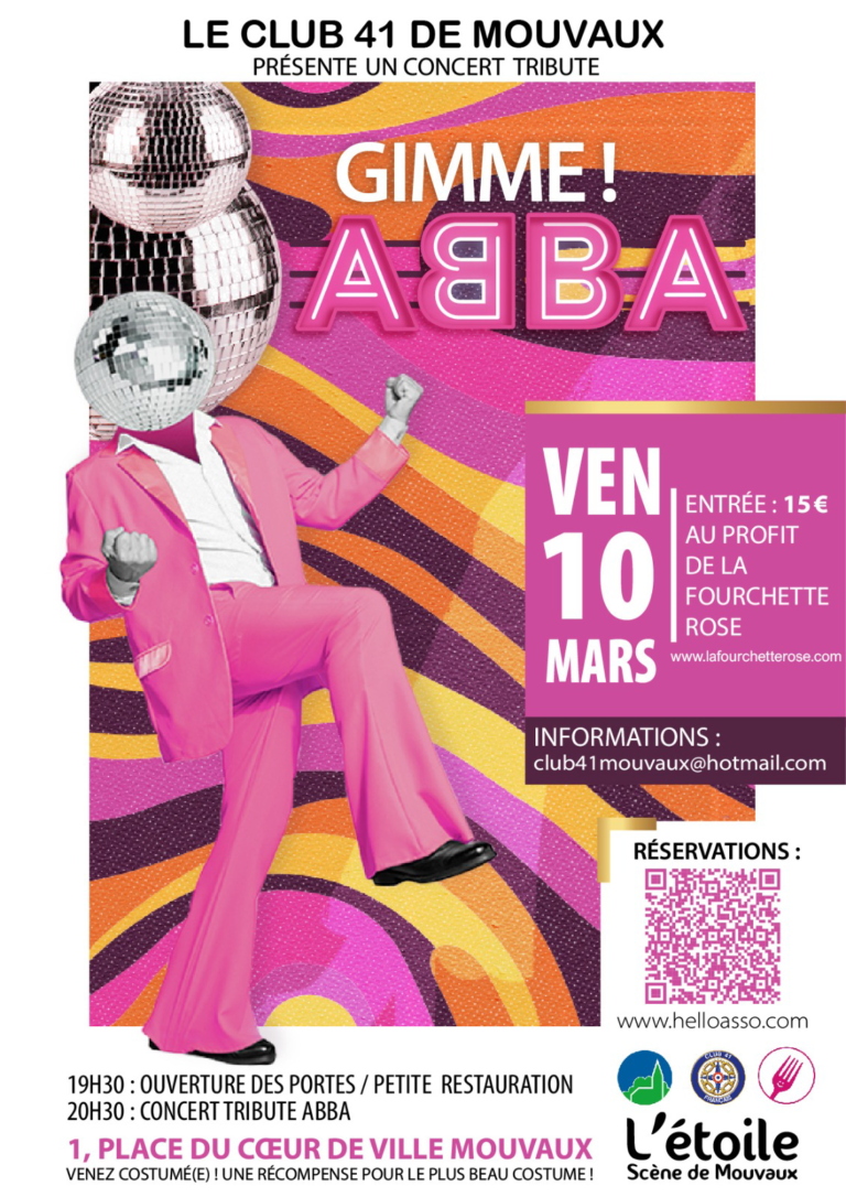 Tribute ABBA proposé par le club 41 Mouvaux, vendredi 10 mars 2023 à L'étoile - Scène de Mouvaux
